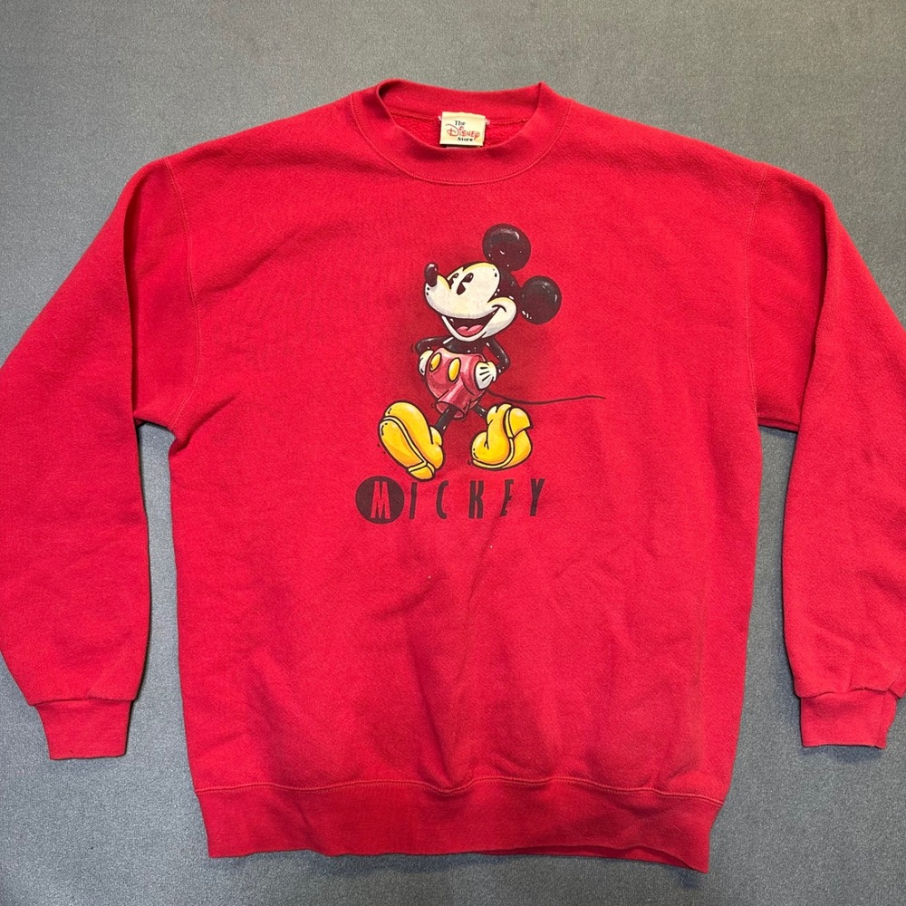 Disney Store Mickey Mouse Sweatshirt Mens Medium Red Vintage 90s USA Pullover
